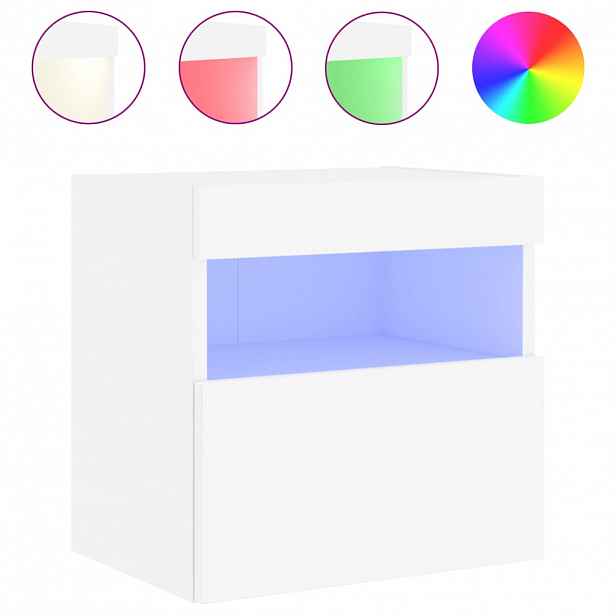 vidaXL Nástěnná TV skříňka s LED osvětlením bílá 40 x 30 x 40 cm