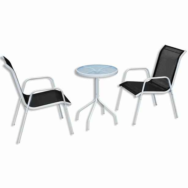 Zahradní bistro set 3 ks kov / textilen Černá / šedá