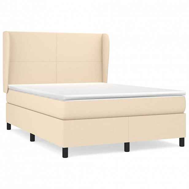 vidaXL Box spring postel s matrací krémová 140x200 cm textil