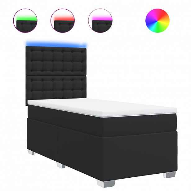 vidaXL Box spring postel s matrací černá 90x200 cm umělá kůže