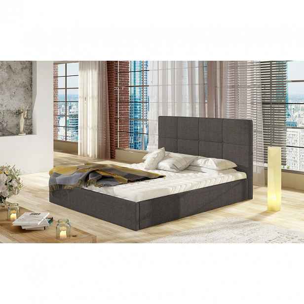 Čalouněná postel s úložným prostorem bez matrace 180x200 LINCOLN - šedá 1
