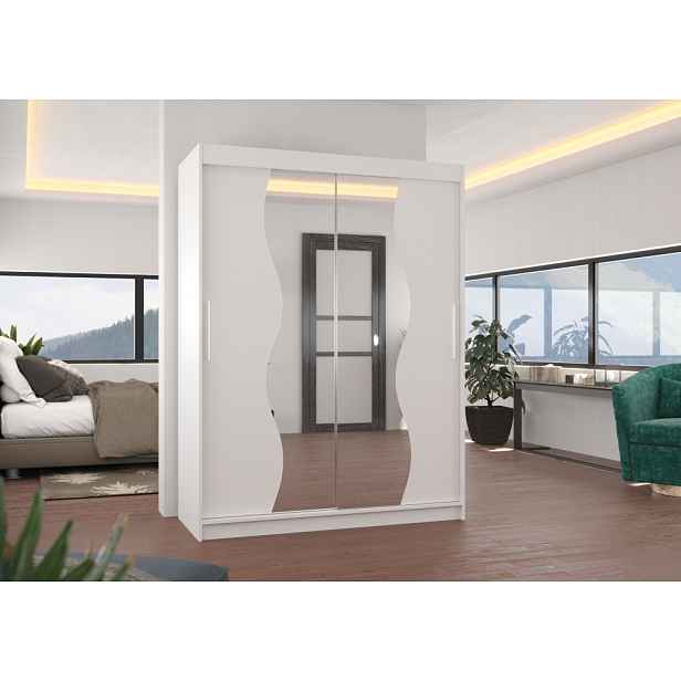 Šatní skříň se zrcadlem 150 cm TAFLA - bílá