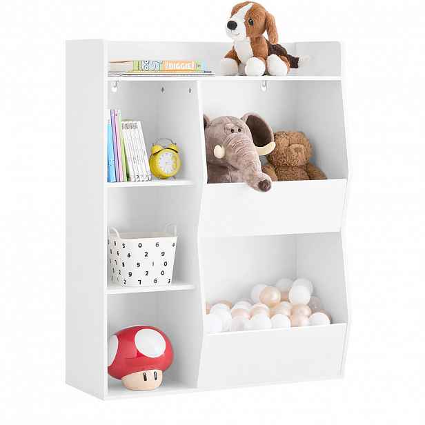 SoBuy DĚTSKÁ KNIHOVNA s pěti policemi Bílá 80x34x104cm Minimalistický