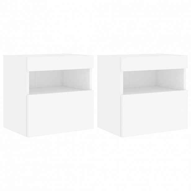 vidaXL Nástěnné TV skříňky s LED osvětlením 2 ks bílé 40 x 30 x 40 cm