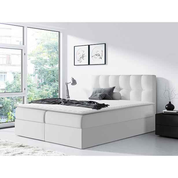 Moderní box spring postel Rapid 200x200, bílá HELCEL
