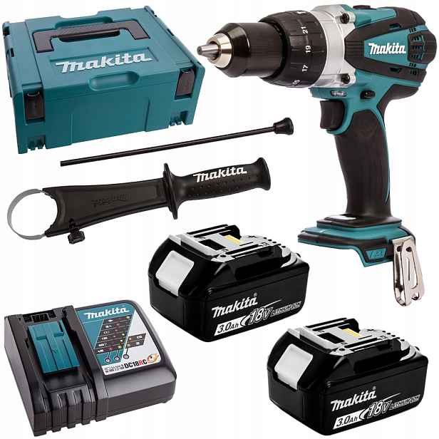 Akumulátorový aku šroubovák 18V 2-rychlostní 91 Nm 2x3 Ah Makita DHP458RFJ