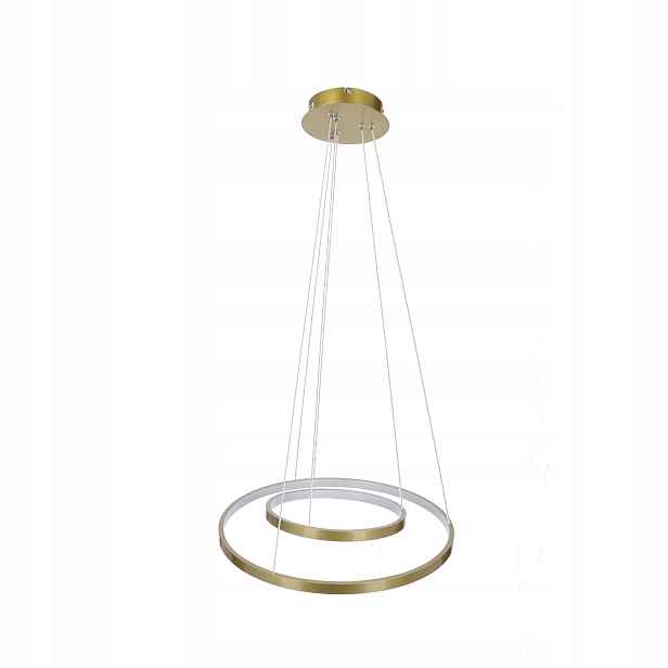 Elegantní závěsná lampa Aureola kulatá dvojitá 4000K zlatá bílá neutrální