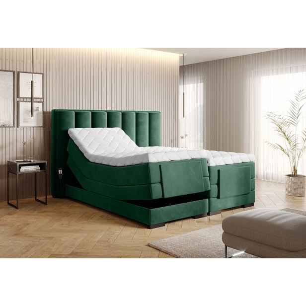 Elektrická polohovací boxspringová postel VERONA Eltap Lukso 35 - tmavě zelená