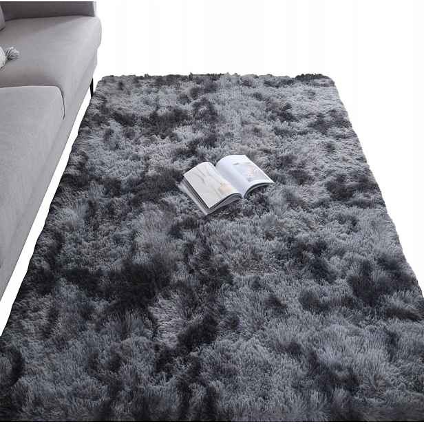 Koberec Plyšový Tmavě Šedý Měkký Shaggy Tlustý Chlupatý 300x200CM Kožešinový