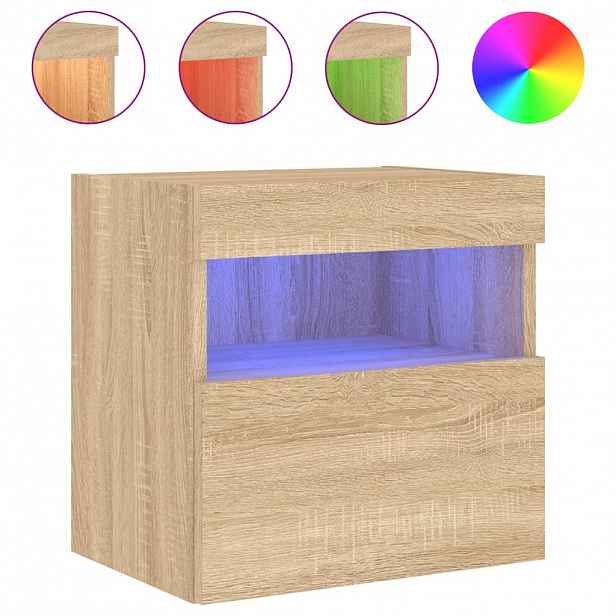 vidaXL Nástěnná TV skříňka s LED osvětlením dub sonoma 40 x 30 x 40 cm