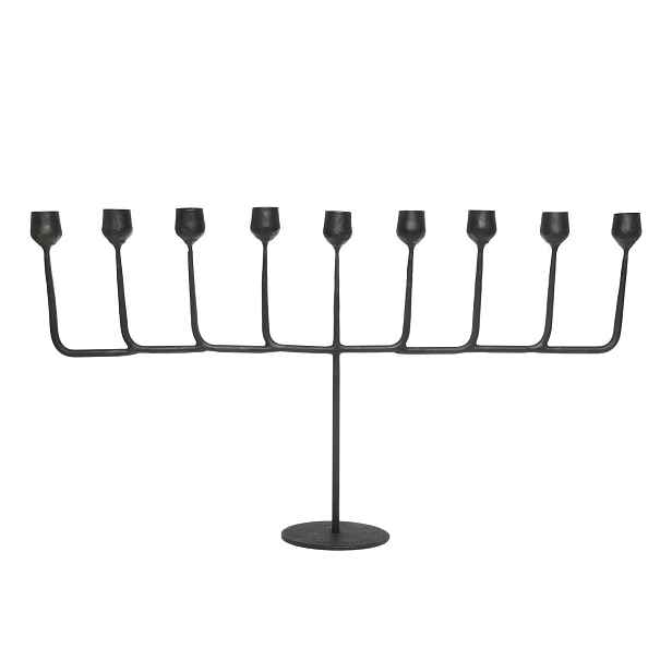 Černý antik kovový svícen na 9 úzkých svíček Gennio - 57*33 cm Chic Antique