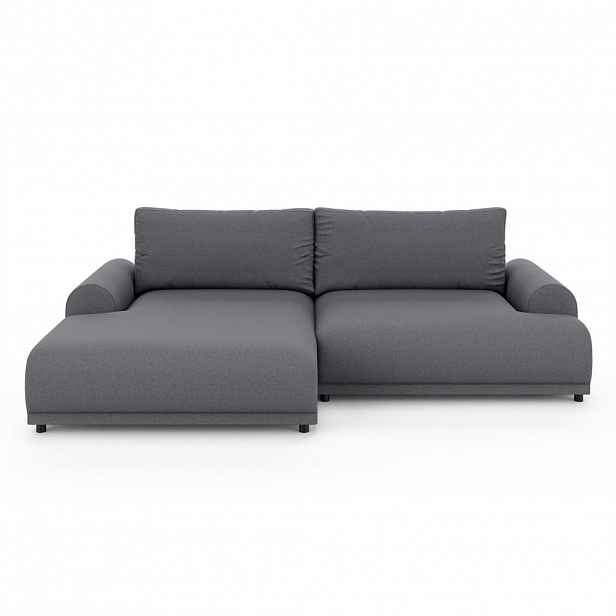 luma-home ROHOVÁ POHOVKA s funkcí rozkládání, úložný prostor, extra široký otoman vlevo, Š240/H145/V81 cm, strukturovaná látka tmavě šedá / 21034