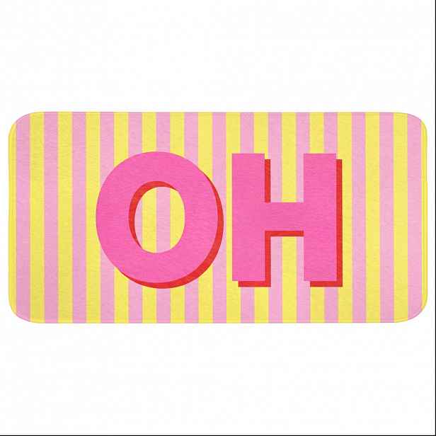 OnlyWow KOUPELNOVÁ PŘEDLOŽKA Text - Pruhy - Růžová 120x60 cm