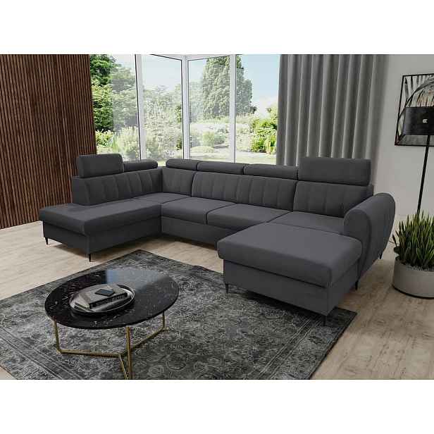 Sedačka na každodenní spaní do U LAKEWAY XL - šedá, pravý roh
