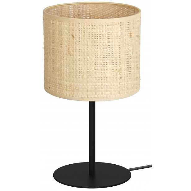 Stolní lampa Rattan černá béžová Abažur 1xE27 34 cm stolní stojící loft