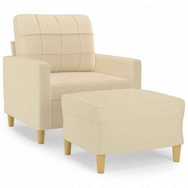 vidaXL Křeslo s podnožkou krémové 60 cm textil
