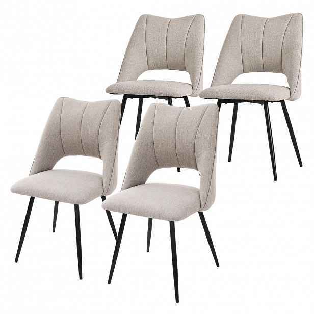 ML-DESIGN SADA 4 JEDÁLENSKÝCH ŽIDLÍ Béžový látkový potah