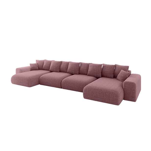 ALTDECOR SEDACÍ SOUPRAVA ve tvaru U s funkcí spaní a úložným prostorem ESKAR-U2 464x176x72 Růžová Strukturovaná látka