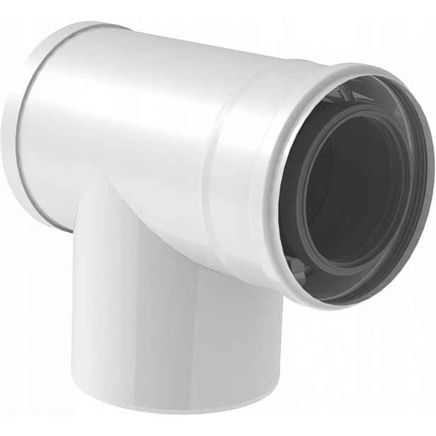 Komínový Trubek 87° Ø80/125 mm Připojovací S Revizí Bílý Tec-las-pp-vl
