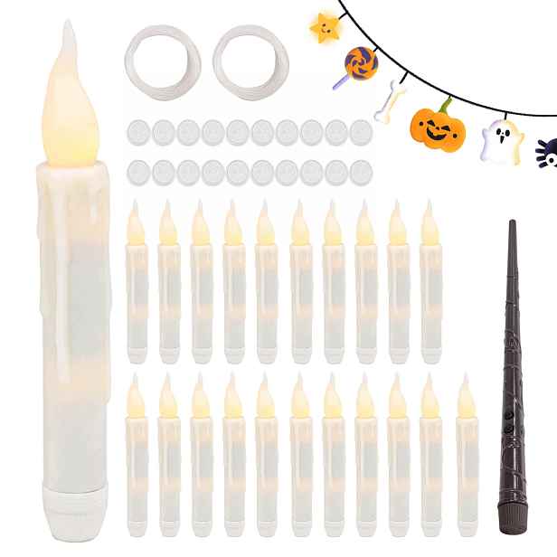 Led bezplamenná svíčka, dálkové ovládání, 24 kusů, 17 cm, bílá