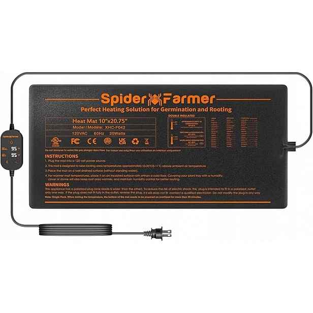 Spider Farmer Vyhřívací podložka pro rostliny a zvířata s regulátorem termostatu.