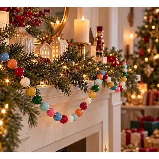 X-MAS Girlanda skleněné koule 121 cm - mix