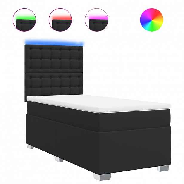 vidaXL Box spring postel s matrací černá 100x200 cm umělá kůže