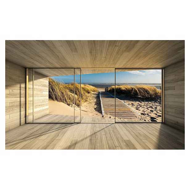 Fototapeta flizelina Moře a duny za oknem modrý horizont 250x175 lepidlo