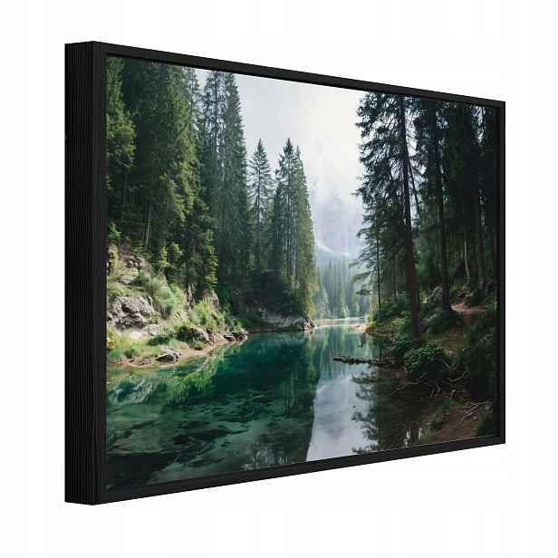 Obraz V Rámu Zelený Les Příroda Řeka Do Předsíně Jídelny Kuchyně 60x40