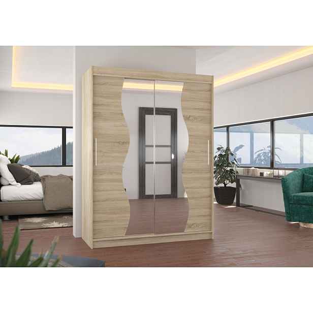 Šatní skříň se zrcadlem 150 cm TAFLA - dub sonoma
