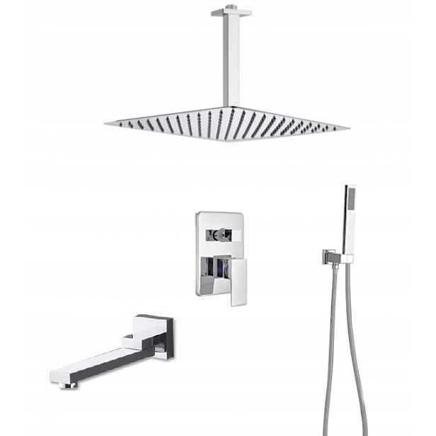 Sprchový Set Podomítková Vývod Otočná Chromová Dešťová Sprcha 30 cm