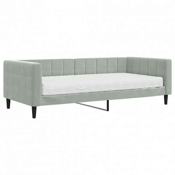 vidaXL Válenda s matrací světle šedá 90 x 200 cm samet