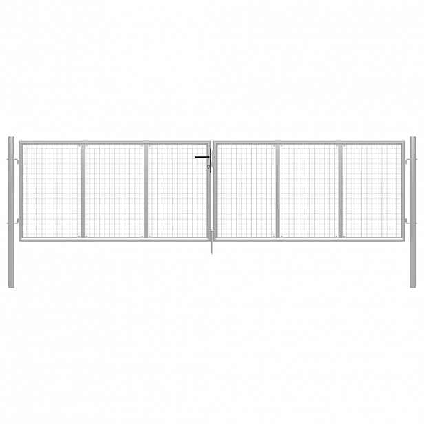 vidaXL Zahradní brána pozinkovaná ocel 400 x 100 cm stříbrná
