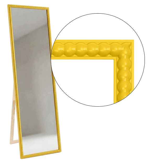 Zrcadlo stojící v rámu Přírodní Bubbleové dřevo 161x41 165x45 žluté