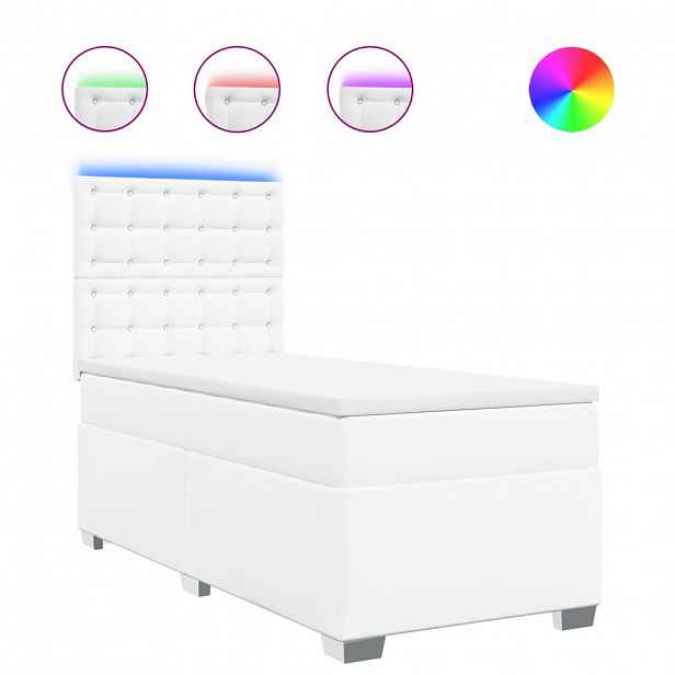 vidaXL Box spring postel s matrací bílá 100x200 cm umělá kůže