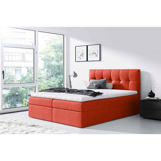 Moderní box spring postel Rapid 200x200, oranžová HELCEL