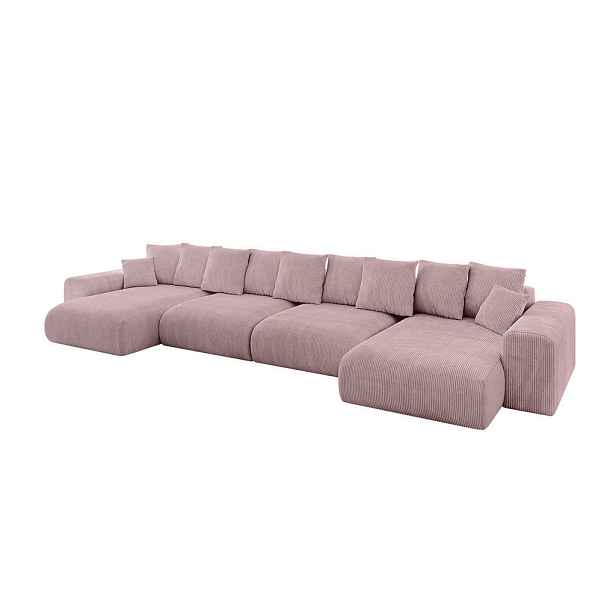 ALTDECOR SEDACÍ SOUPRAVA ve tvaru U s funkcí spaní a úložným prostorem ESKAR-U2 464x176x72 Růžová Manšestr