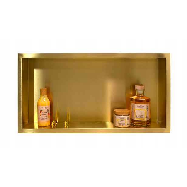 Koupelnová Polička 60x30x10 cm Zlatá Nerezová Wall-box One Balneo
