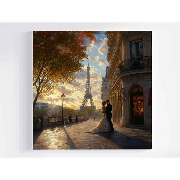Obraz Na Plátně Canvas Paříž Město Eiffelova Věž Pár Svatba Láska 50x50
