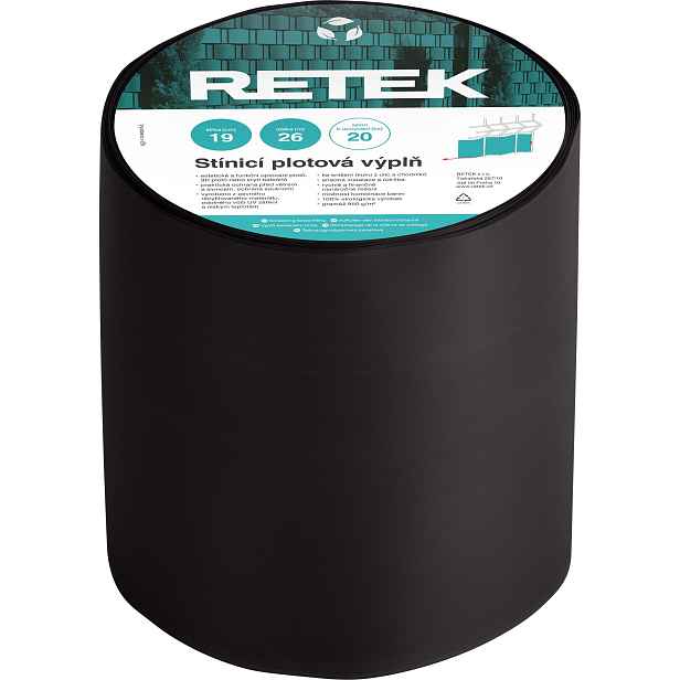 Plotová výplň stínicí RETEK PREMIUM tmavě hnědá RAL 8019 (26 m/bal.)