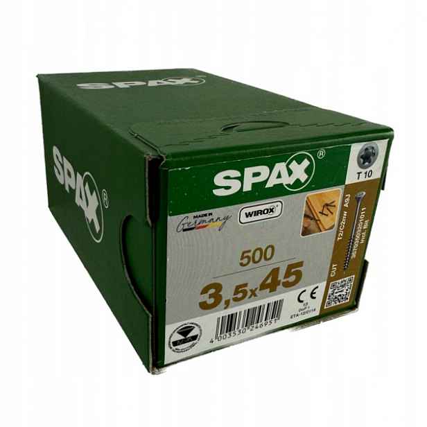 Šrouby na podlahy z masivního dřeva 3,5 x 45 mm Spax pro podlahové desky 500 ks