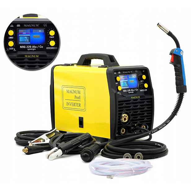 Svařovací stroj Magnum Mig 220 Alu/cu Synergia LCD 230V 200A Mma Tig Alu