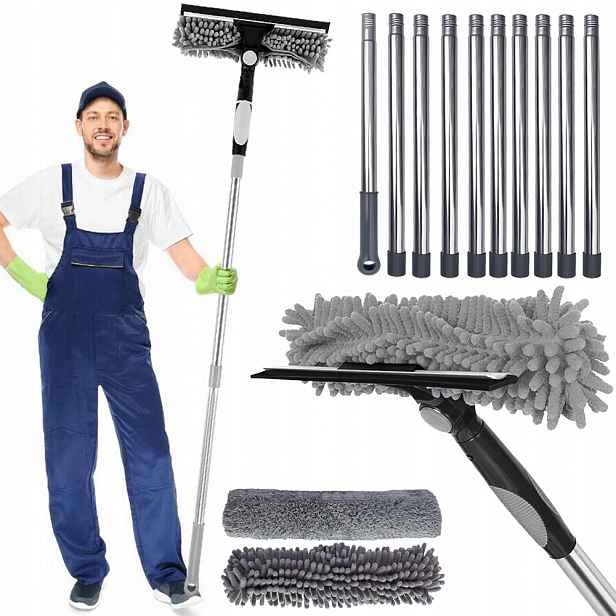 Teleskopická Myčka Na Okna Mop Stěrka Na Sklo Dlouhá 2V1 Sada 424 CM
