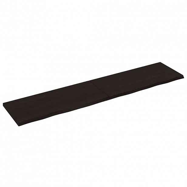 vidaXL Nástěnná police tmavě hnědá 220x50x(2-4)cm ošetřený masivní dub