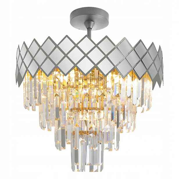 Závěsná lampa Carisma Zlaté skleněné krystaly 9xE14 50 cm Stropní Svítidlo Dům