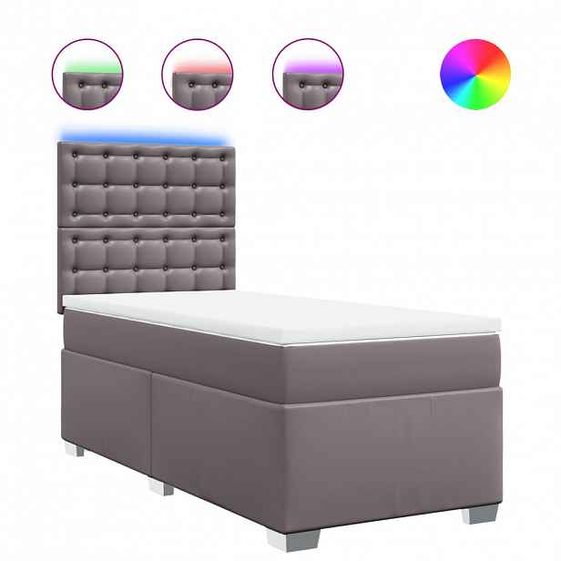 vidaXL Box spring postel s matrací šedá 100x200 cm umělá kůže