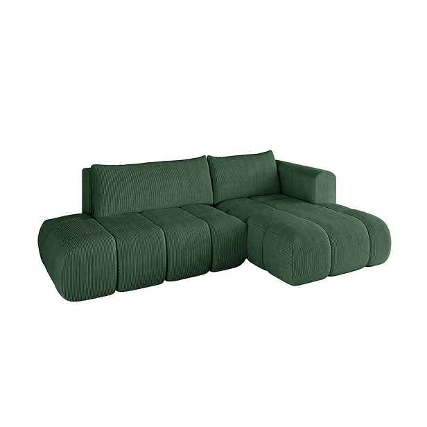 ALTDECOR ROHOVÁ SEDAČKA s funkcí spaní a otomanem, pravá CLOUD-L 280x185x90 Zelená Manšestr
