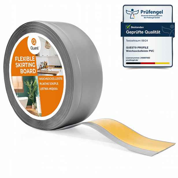 Pvc podlahová lišta samolepicí soklová 70x20 mm šedá, 5 m