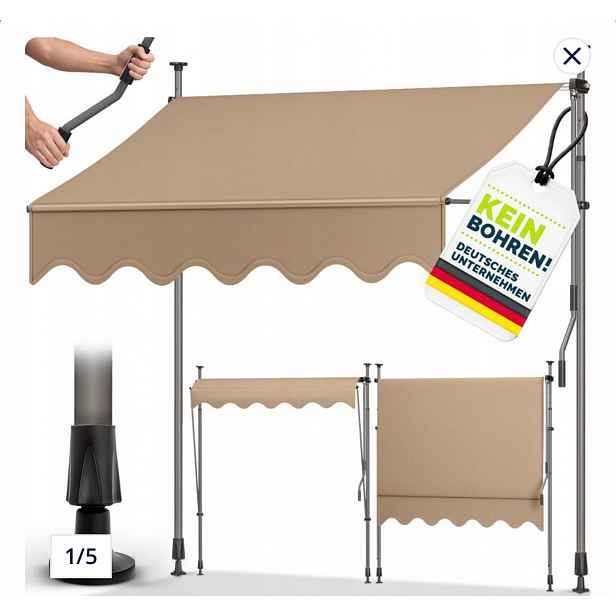 Sluneční balkonová markýza 200 x 120 cm taupe