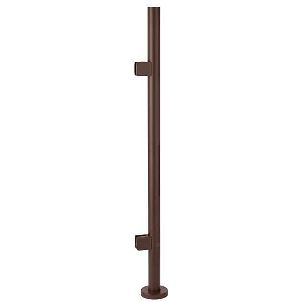 Startovací sloupek 110 cm pro skleněné zábradlí 42 mm Hnědý 2 držáky Loft